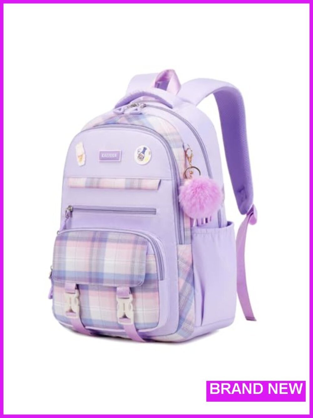 Kawaii School Backpack with Multiple Pockets, Ergonomic Design,